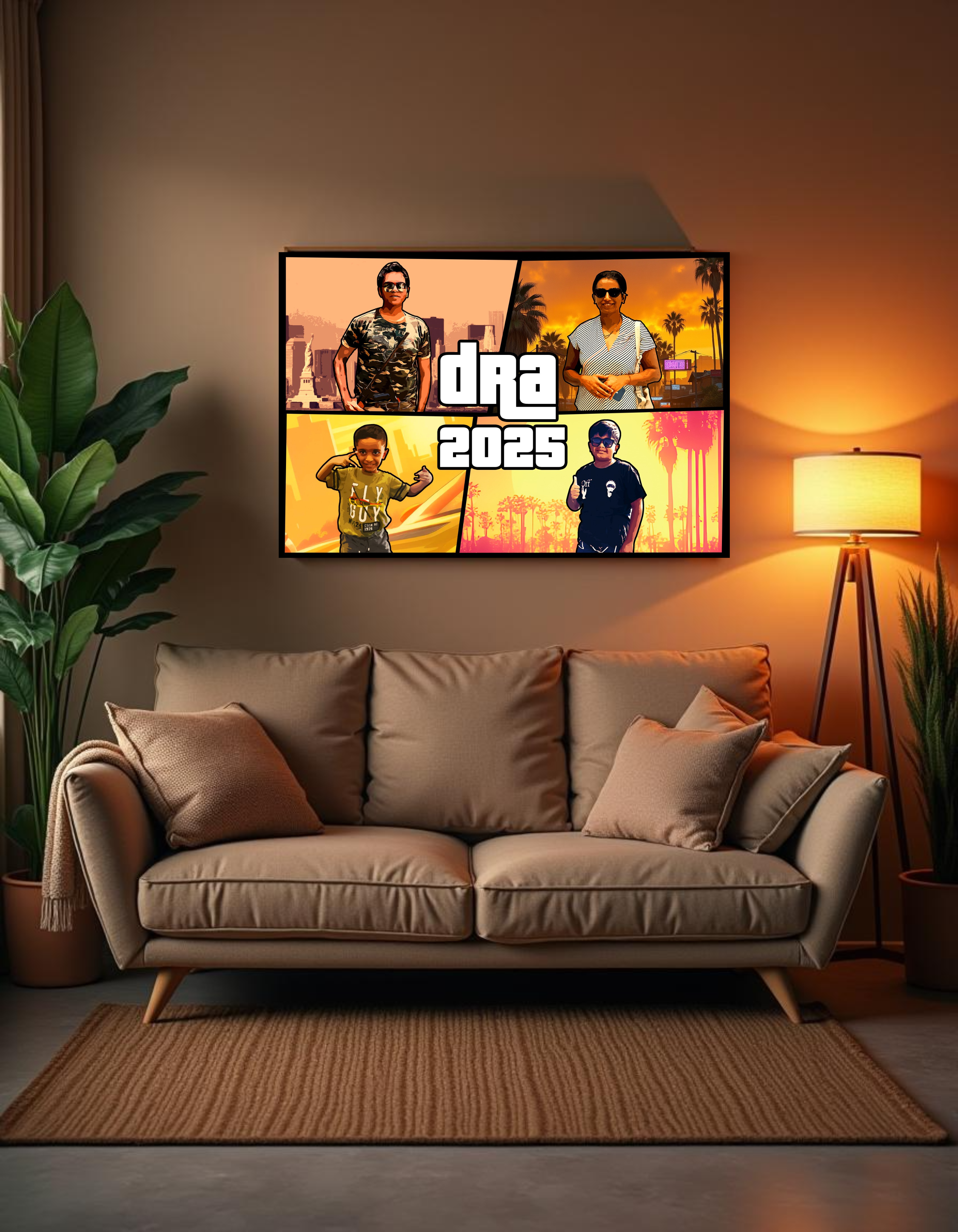 Custom GTA-Style Family Photo Canvas Print
