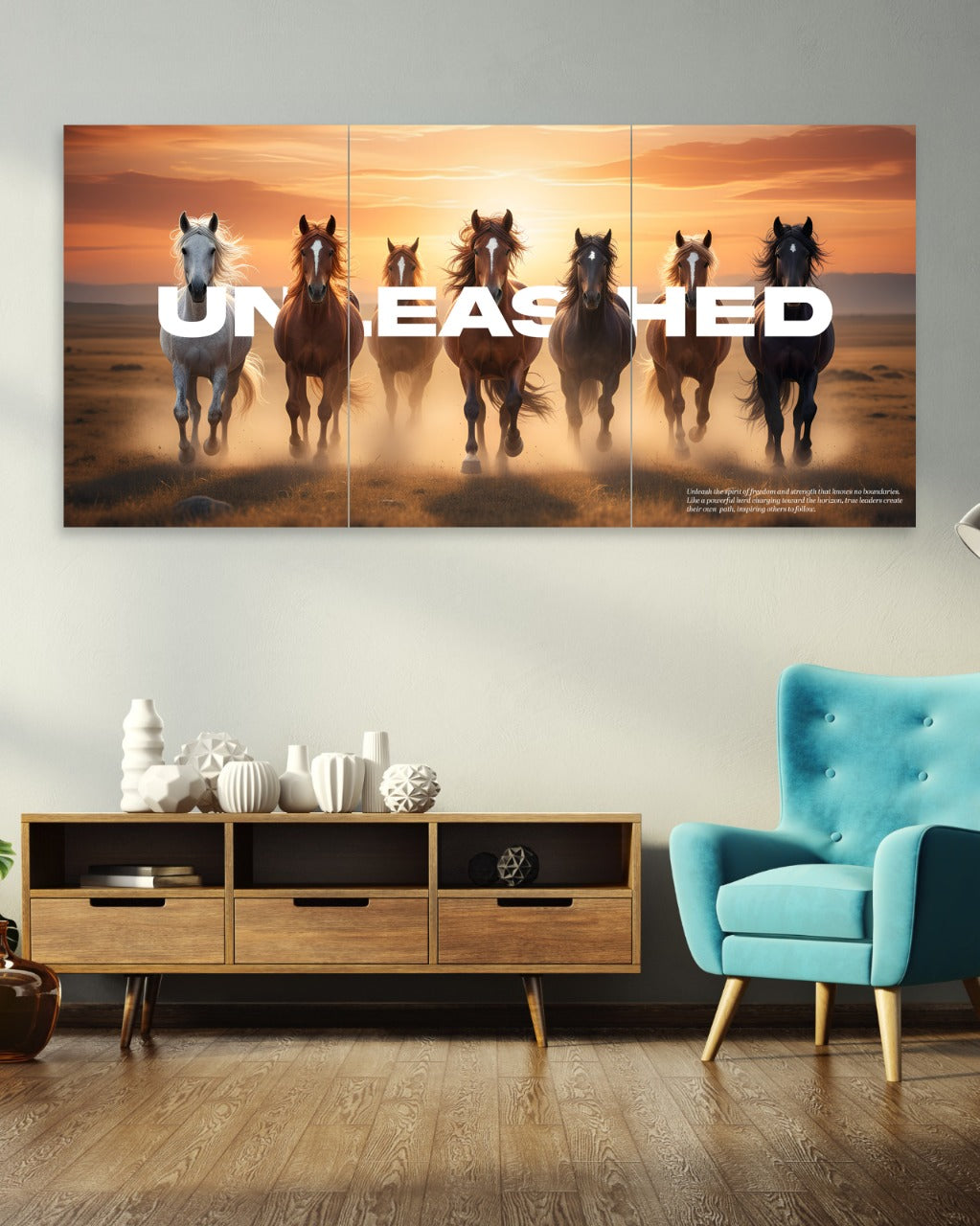 7 Horses 3-Piece Wall Poster | Symbol of Luck, Progress &amp; Prosperity
